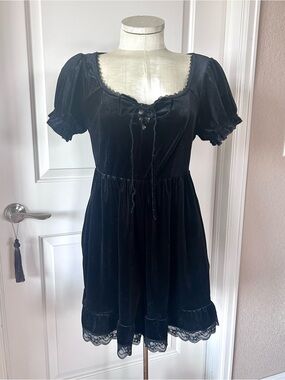 Cosmic Aura Black Velvet Babydoll Romper